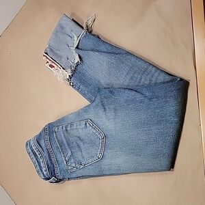 Zara Basic Z1975 Denim Straight Leg Ankle Pearl Cuff Jean Size 02. Gently Used